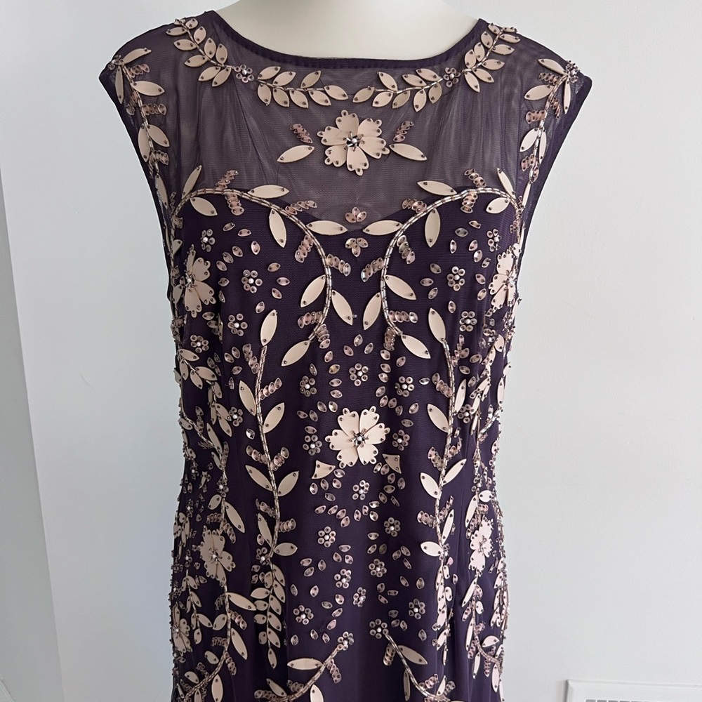 Chic Floral Embroidered Maxi Dress in Purple